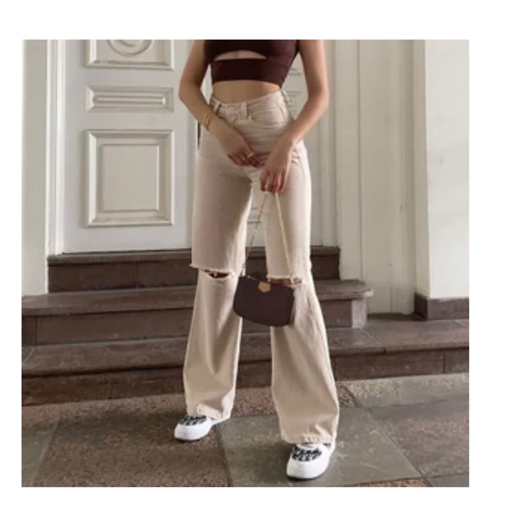 Cream Flare Jeans